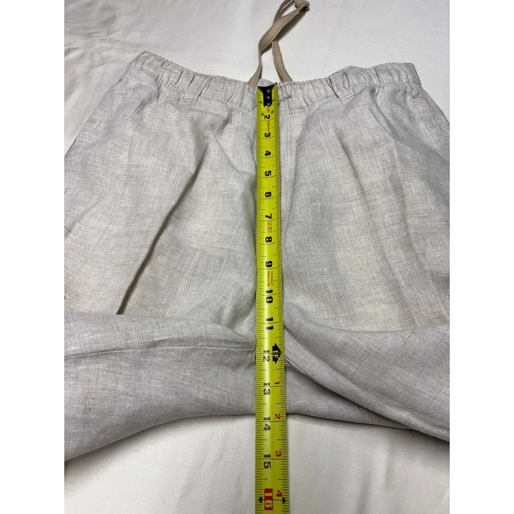 Tommy Bahama Relax Mens S W28 L28 100% Linen Cargo Pants Beige Drawstring